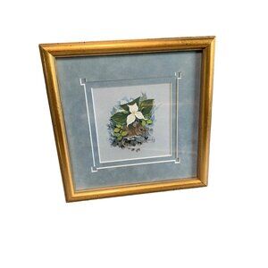 Framed Mouse Watercolor by Theresa Politowicz in Gold Frame Signed 10x10